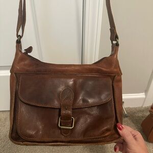 Genuine Leather Brown Crossbody bag